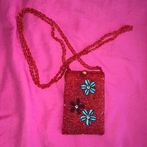 Red Beaded Mini Bag